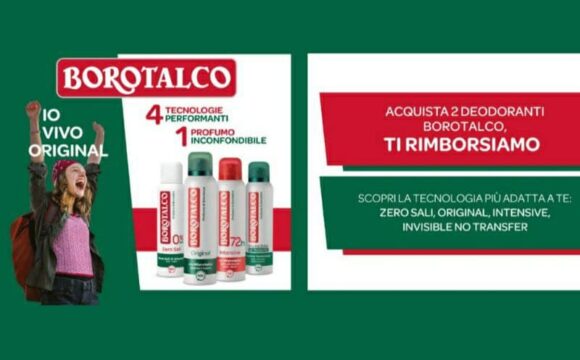 Rimborso Borotalco su 2 deodoranti fino a € 6,95!