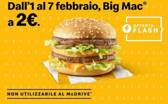 McDonald's Big Mac a € 2, offerta flash!