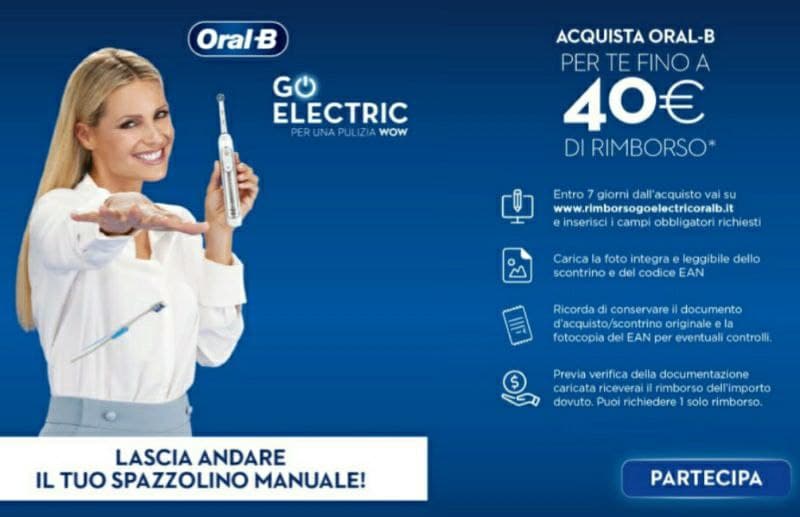 Cashback Oral-B fino a 40 euro Lascia andare il tuo spazzolino manuale
