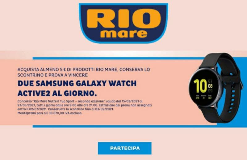 Rio Mare nuovo concorso, vinci Samsung Galaxy Watch