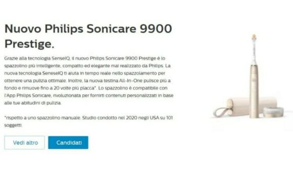 Spazzolino elettrico Philips Sonicare 9900 Prestige in omaggio! Nuovo Test! Candidati anche tu!