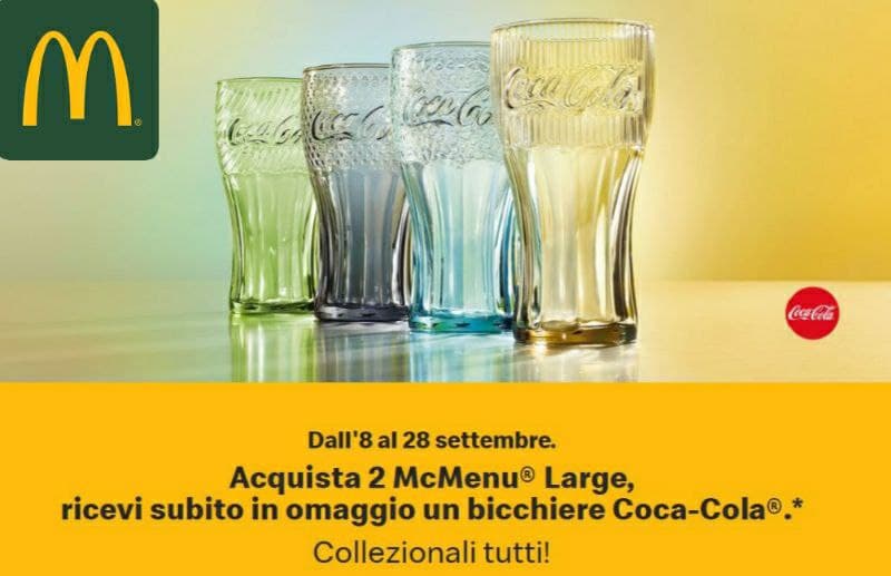 Ricevi in omaggio i Bicchieri Coca-Cola McDonald’s edizione 2021 operazione a premi imperdibile