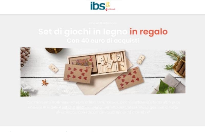 IBS set giochi in legno in regalo effettua un acquisto idoneo di almeno 40 euro per averlo