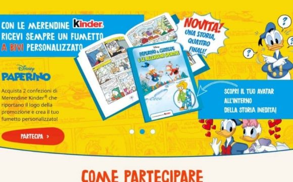 Merendine Kinder Fumetto Personalizzato a BIVI nuovo premio certo