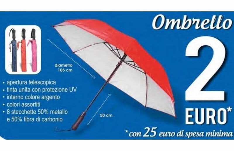 MD Ombrello con apertura telescopica a soli 2 euro con una spesa minima di 25 euro